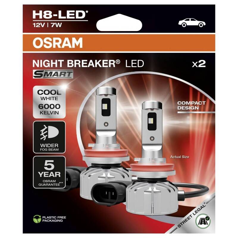 Osram Automotive LED Leuchtmittel NIGHT BREAKER LED SMART H8 12V 800 Lumen weiß - 4062172410212