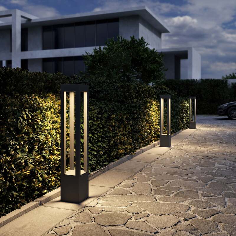 Arcchio Pollerleuchte Gartenleuchte Lienna LED Außenlampe grau 90cm IP65 850lm - 4251096592795