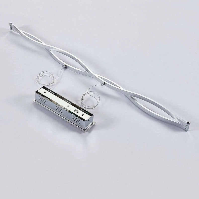 Lucande Pendelleuchte Hängeleuchte LED Balken wellenförmig weiß chrom silber Roa - 4251096560206