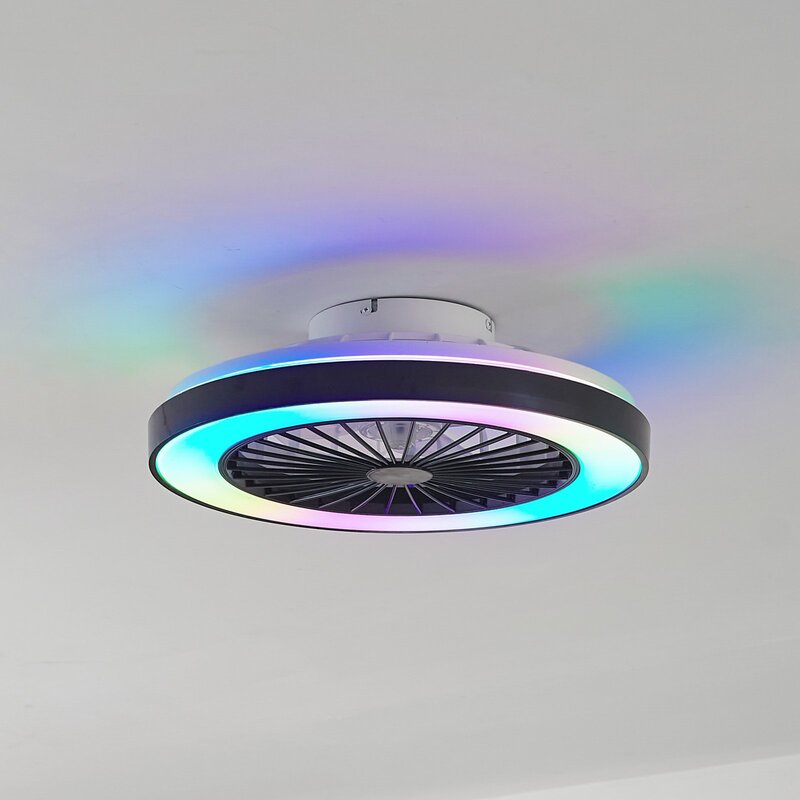 Lindby LED-Deckenventilator Teleo schwarz DC leise Tuya Ventilator Deckenla19 - 4251911780215