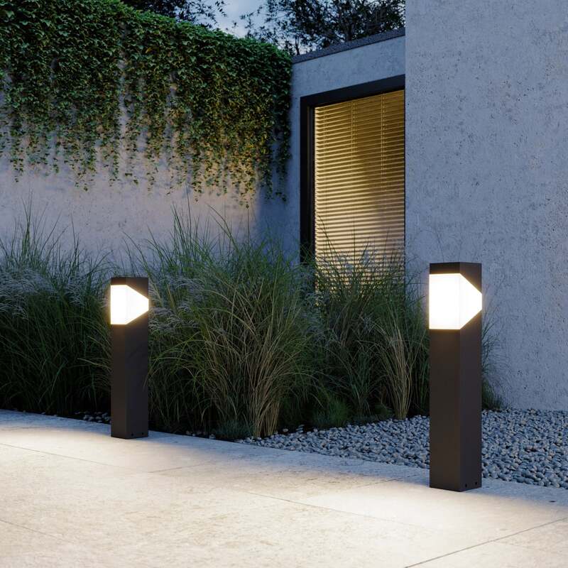 Lucande Sockelleuchte Kiran Gartenleuchte LED dimmbar IP44 grau 60cm Metall - 6291105706209
