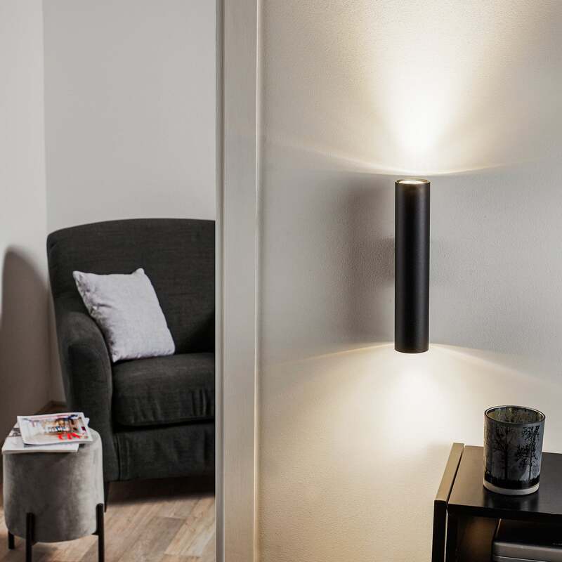 Wandleuchte Tube up/down schwarz LED Wandlampe dimmbar Stahl 30cm 2x40W IP20 - 5903282730182