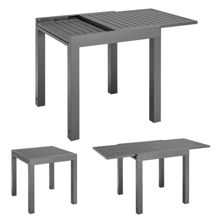 Gartentisch Laki Outdoor Tisch Aluminium ausziehbar dunkelgrau 70x70cm bis 140cm - 4262437181653