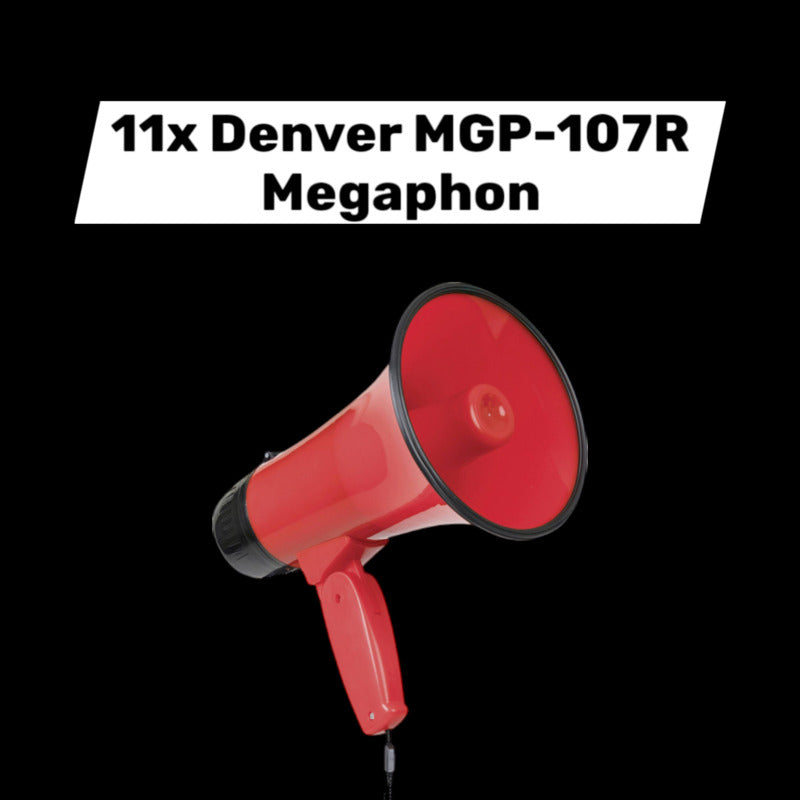 Denver MGP-107R Megaphon mit Haltegurt Megafon Lautsprecher 11 STÜCK - 5706751075216
