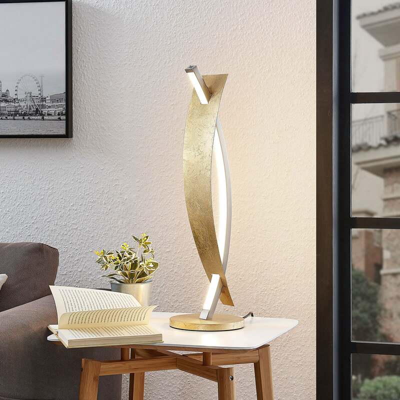 Lucande Tischleuchte Lampe Marija LED dimmbar goldfarben 61,5cm warmweiß - 4251096552713