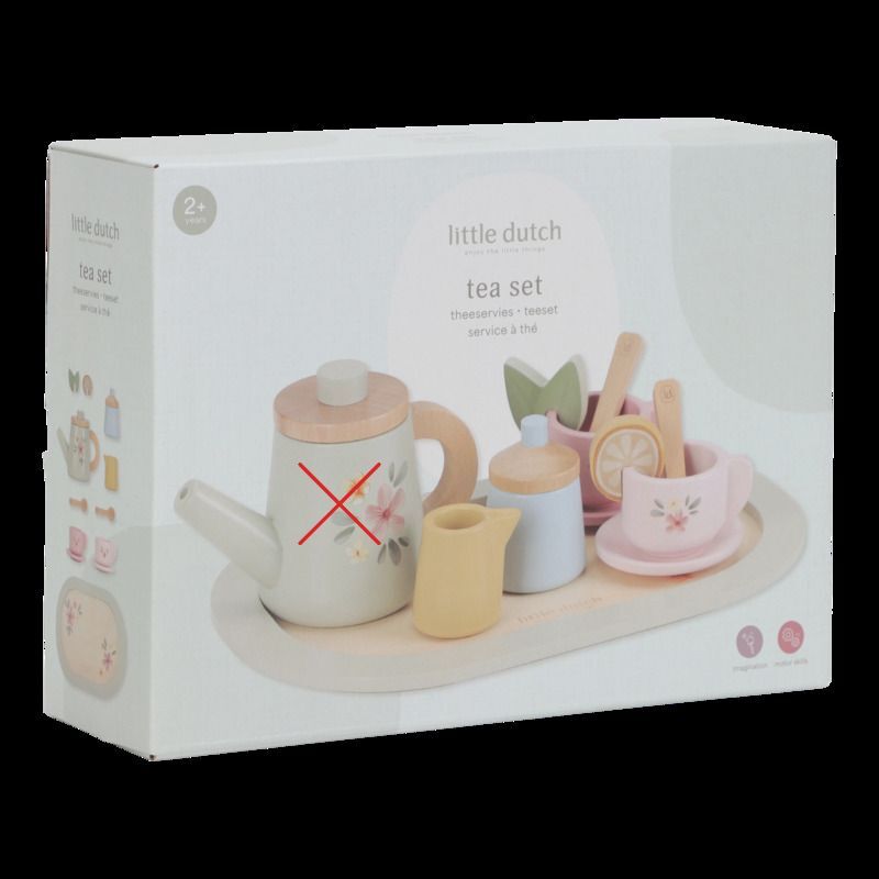 Little Dutch Tee Set Teeservice Holz Serviertablett Teekanne Tassen Kinder Spiel - 8713291225077