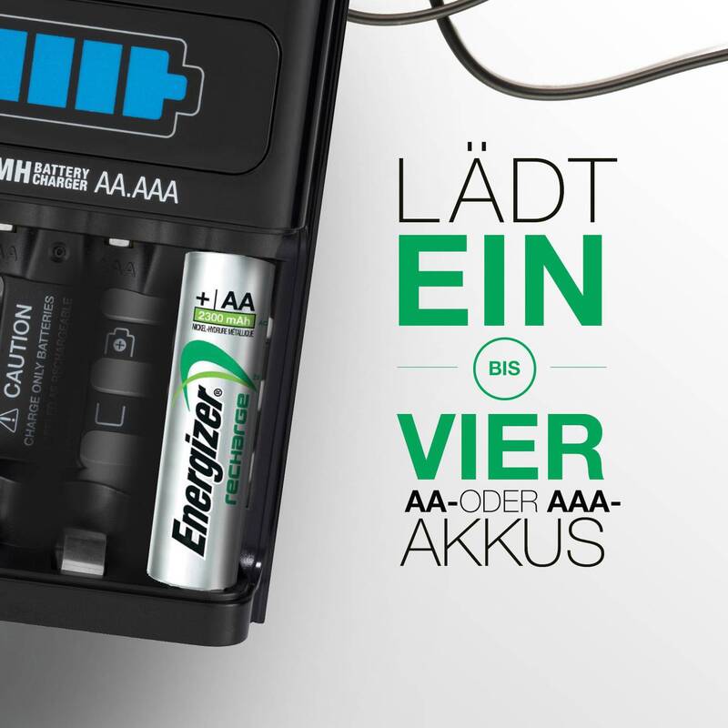 Energizer Rundzellen-Ladegerät Batterie-Ladegerät Laden NiMH Micro AAA Mignon AA - 7638900421248