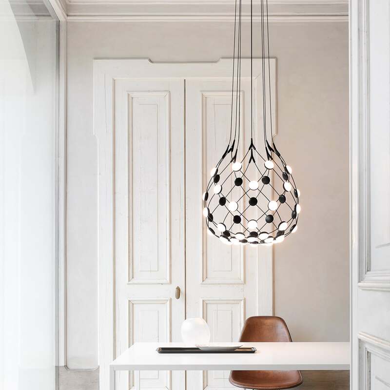 Luceplan Hängelampe Pendelleuchte Mesh LED Leuchte Schwarz Netzlampe Design - 8056304362322