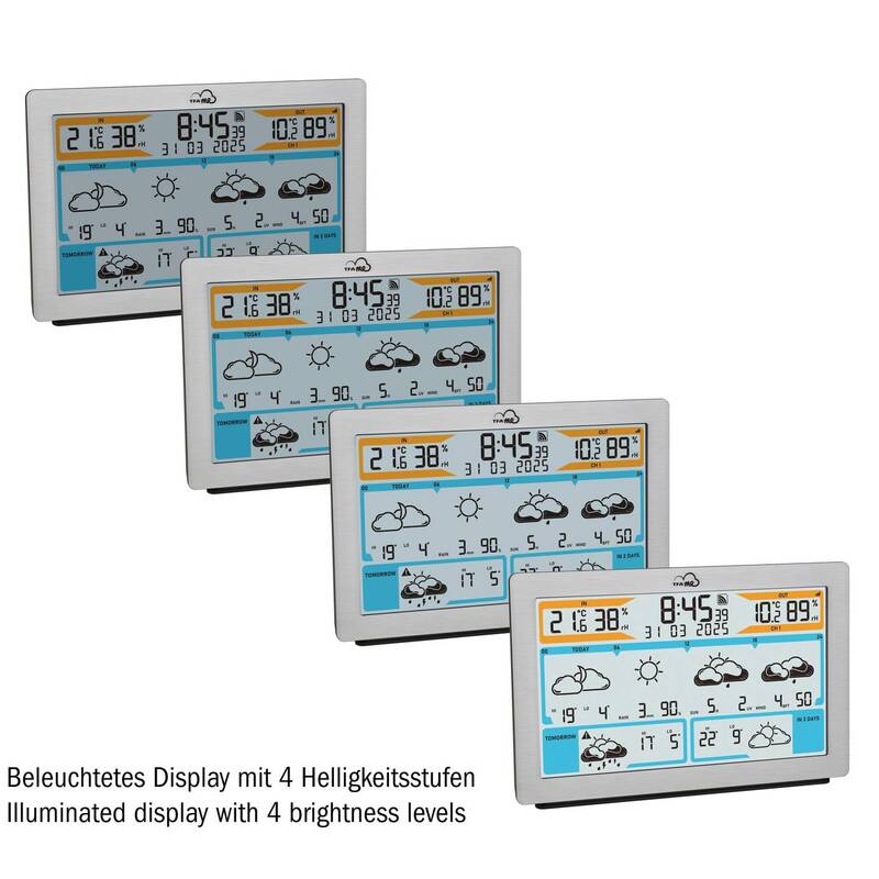 TFA WLAN Wetterstation ID-02 35.8 Silber digital 6 Tage Vorhersage 5 Sensoren - 4009816042088