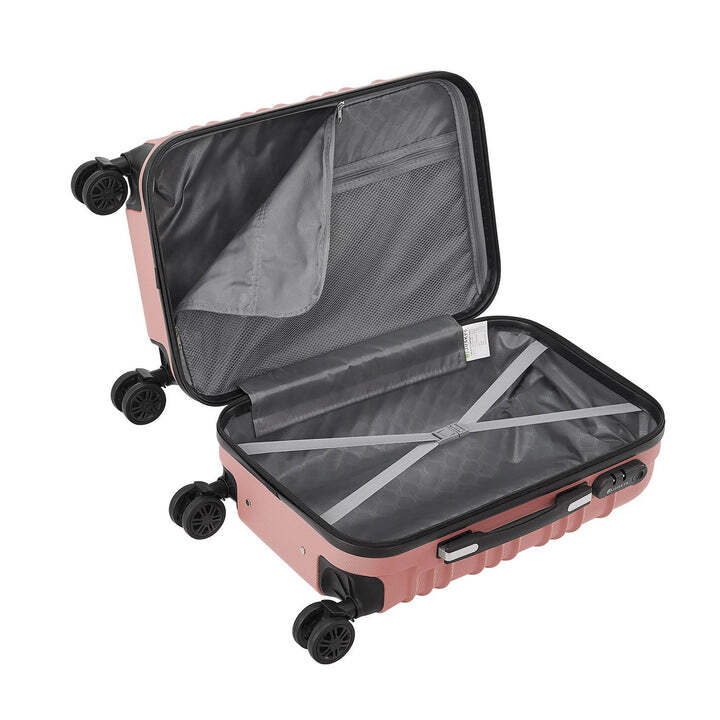 Hartschalen Koffer Rom 3-teilig Set ABS-Kunststoff schlagfest 360° Rollen rosa - 4262437185002