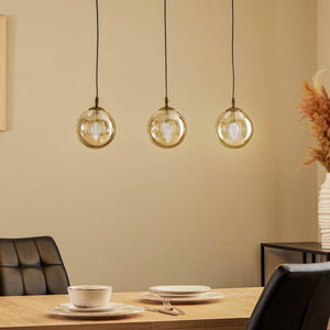 B-Ware EMIBIG Hängeleuchte Glassy 3-flg gerade schwarz grafit Glas Deckenlampe Leuchte