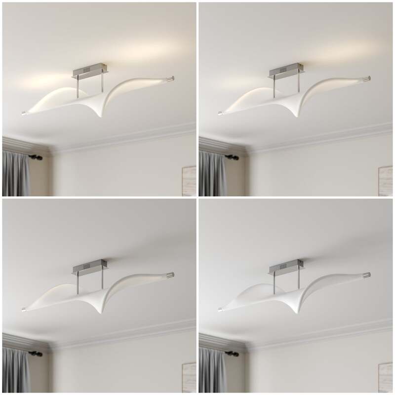 Lucande Deckenlampe Leuchte Edano LED dimmbar Textil Aluminium weiß 122x22cm - 4251096584592