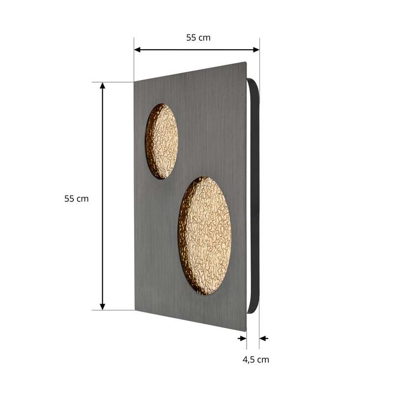 Lucande Wandlampe Wandlicht LED Leuchte grau gold Metall Delin stepdim - 4255830906404