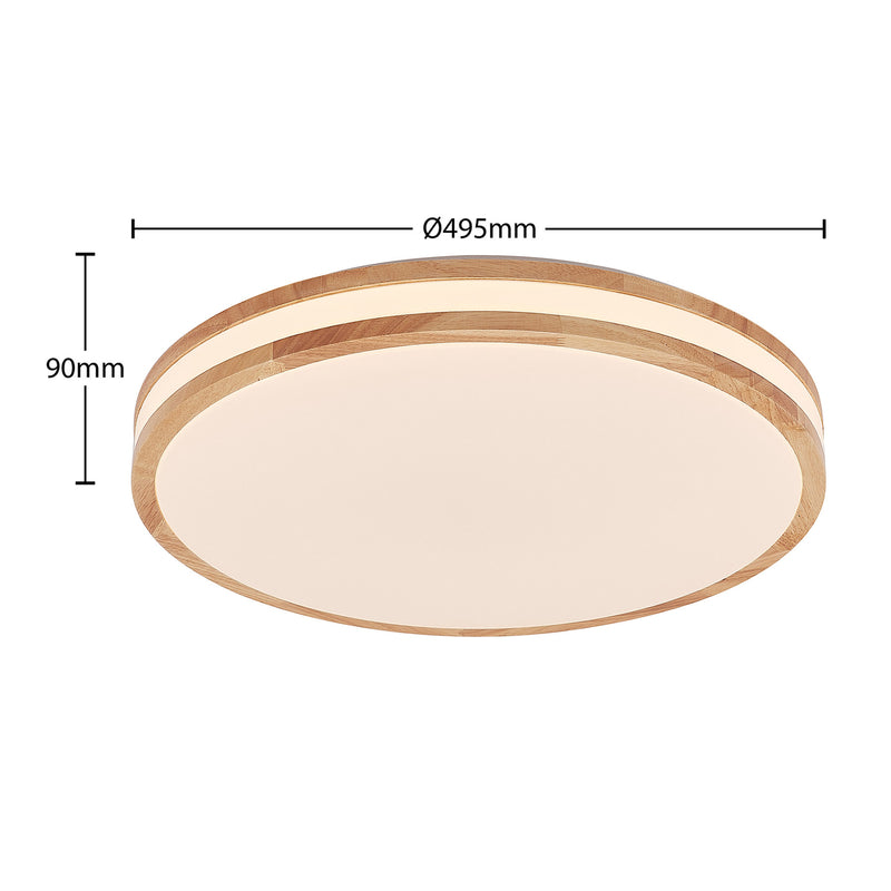 Lindby Deckenlampe Emiva LED Leuchte dimmbar Holz hell CCT 50cm 3000K-6500K - 4251911711950