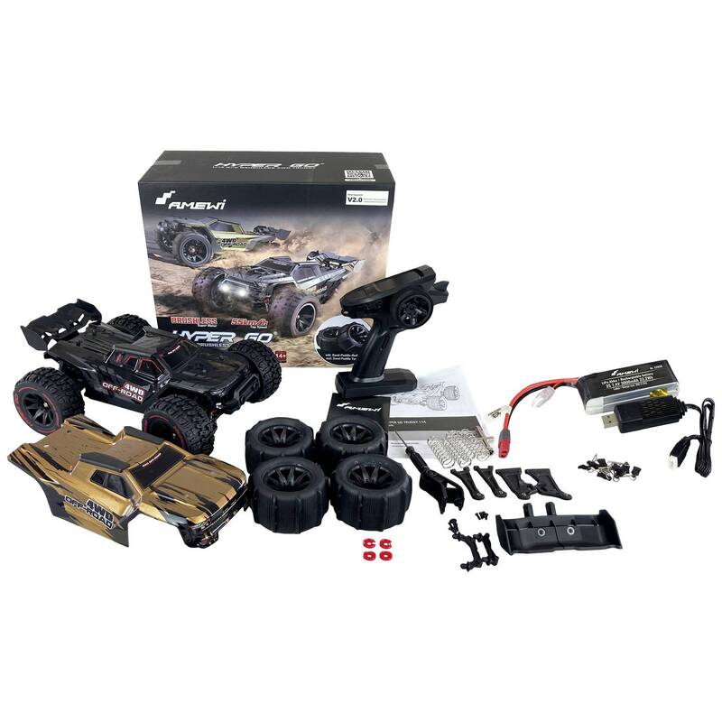Amewi Hyper GO 1:14 RC Truggy Brushless 4WD 55km/h RtR Schwarz Gold Monstertruck - 4262408972990
