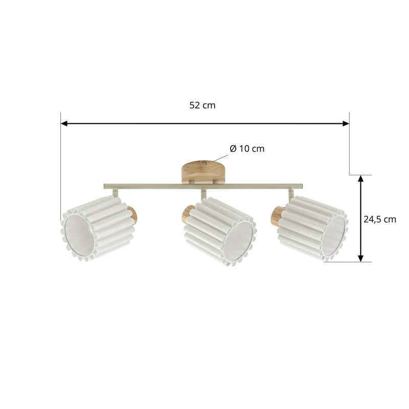 Lindby Deckenstrahler Shiloh LED dimmbar 3-flammig Holz beige 52x24,5cm - 0000010052834