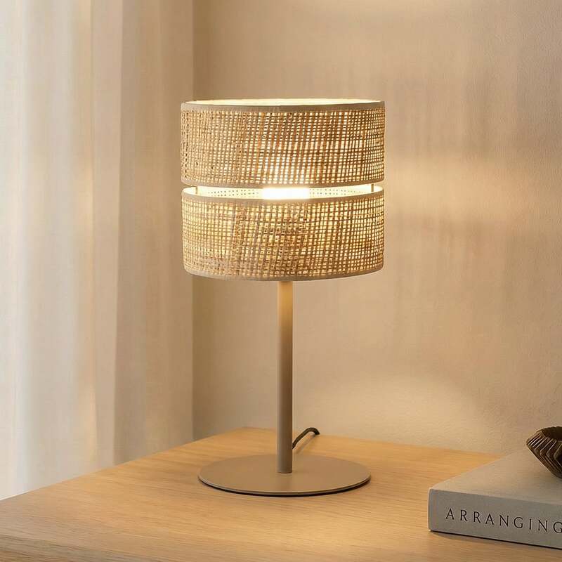 TK-Lighting Tischleuchte Lampe Calma LED Tischlampe beige 38cm E27 Leuchte - 5906135161782
