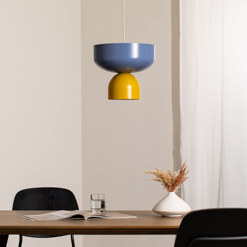 ALDEX Hängeleuchte Lampe Leuchte Api gelb blau Metallschirm E27 LED 30cm - 5904798658953