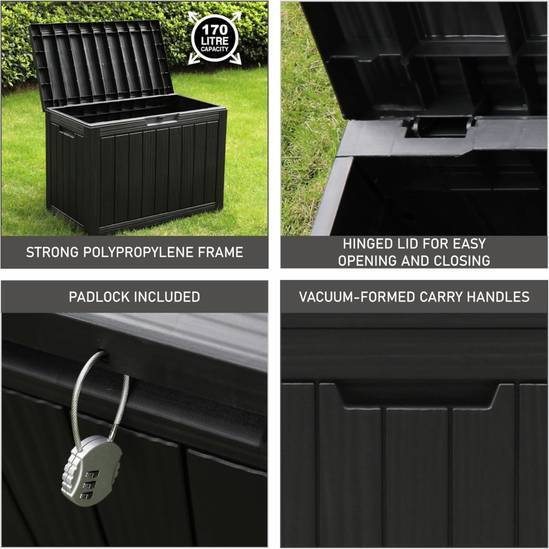 Olsen & Smith Aufbewahrungsbox Gartenbox Outdoor Box Kunststoff 78x43x56 cm 170L - 5038230173091