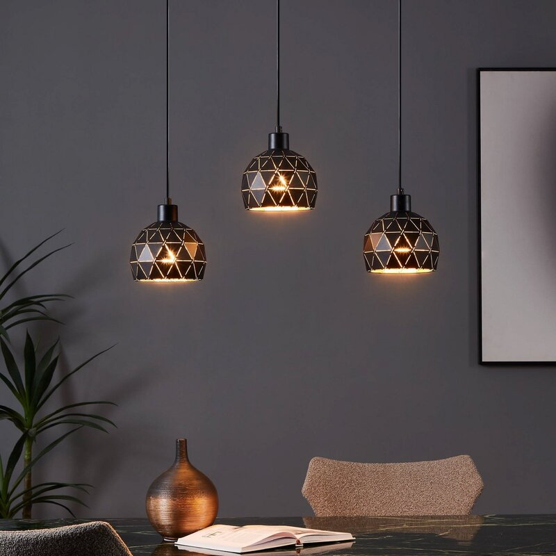 Roccaforte Hängelampe Pendelleuchte schwarz gold Metall 75 cm E14 - 9002759978464