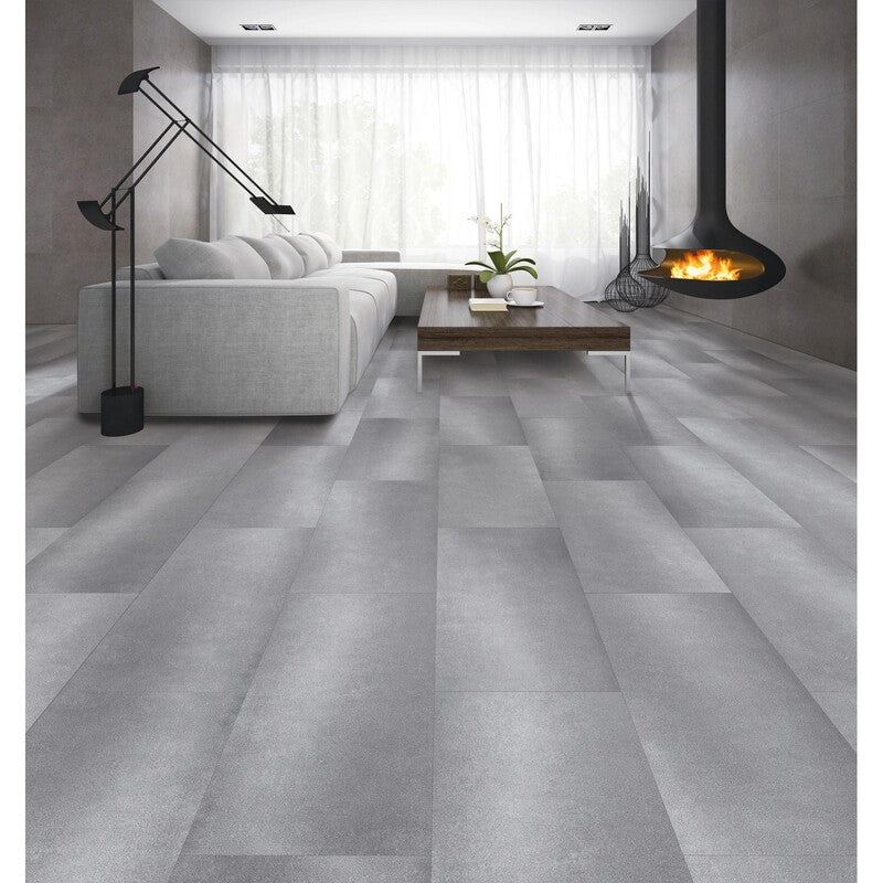 Click-Vinylboden Stein-Optik Fliese Valencia Grau mittel für Feuchträume - 4260603930685