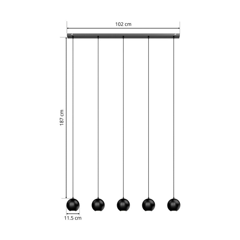Euluna Pendelleuchte Midnight Deckenlampe Hängeleuchte 5-flammig GU10 Schwarz449 - 5902349227214