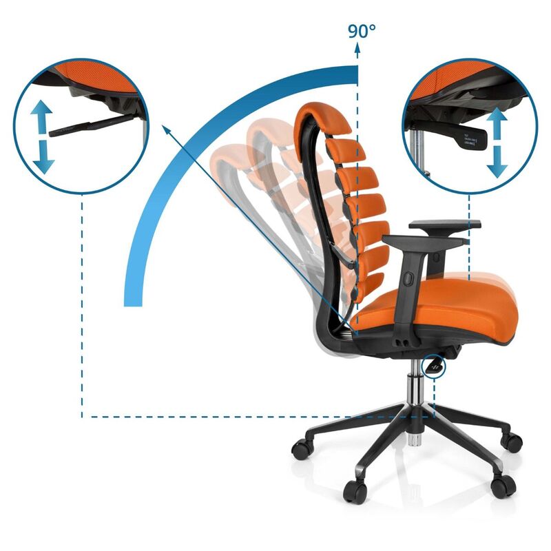 hjh OFFICE Bürostuhl Drehstuhl ERGO LINE II Stoff orange Stuhl Möbel  - 4251084640163