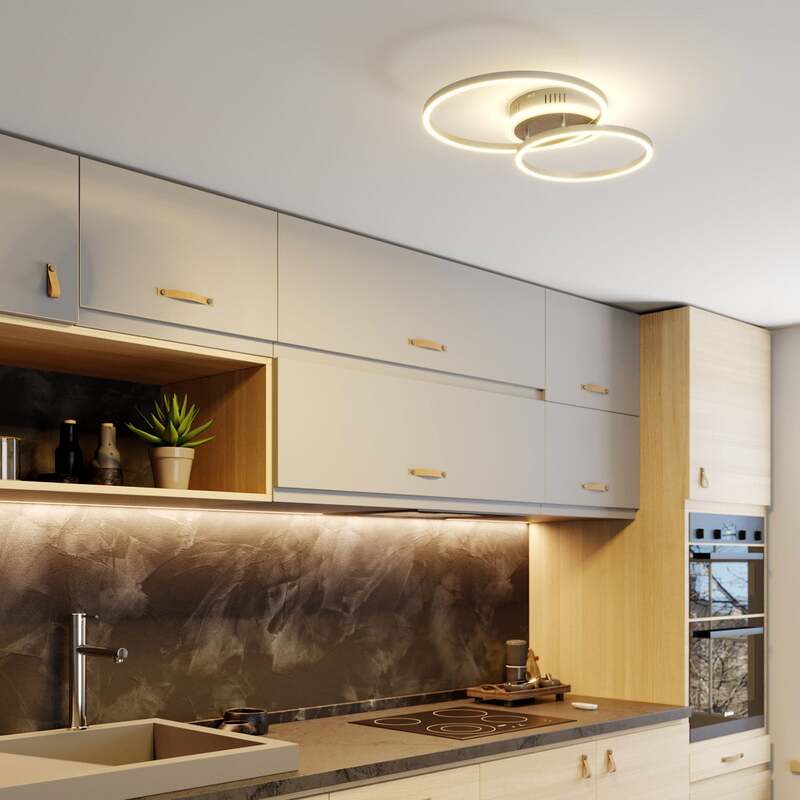 Lindby Deckenleuchte Edica LED Lampe dimmbar CCT 3000K-6000K nickel Ø58cm - 4251096575668