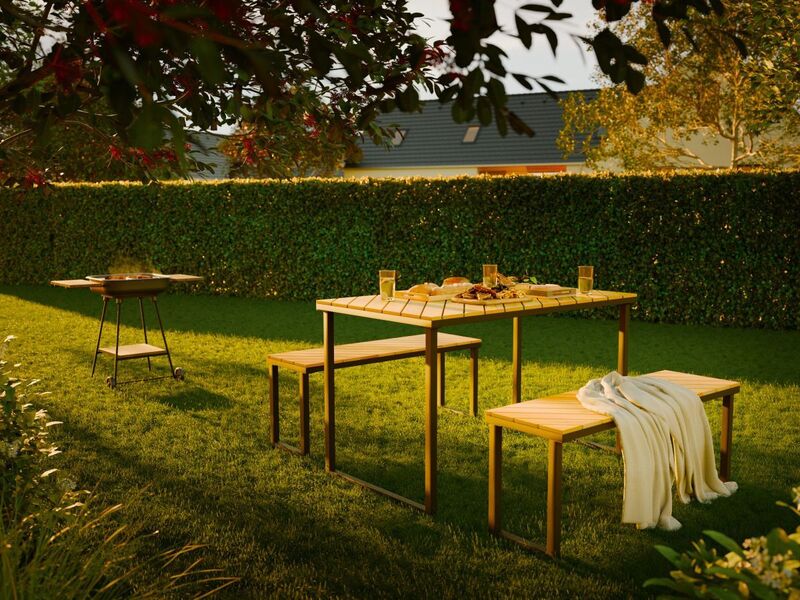 Esstischgruppe Brookfield Garten Esstisch Set 3-teilig Stahl Akazienholz - 4007875112582