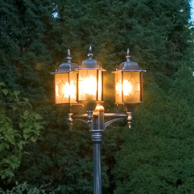 Konstsmide Mastleuchte Milano 3-flammig Außenleuchte dimmbar silber patiniert - 7318302447595