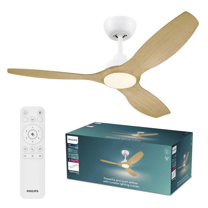 Philips LED Deckenventilator 35W Fernbedienung Dimmbar Luftzirkulation Braun - 8721103095923