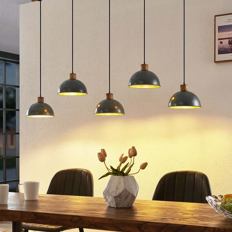 Lindby Hängeleuchte Pendelleuchte Durbis LED 5-flammig E27 grau 149 cm - 4251911719529
