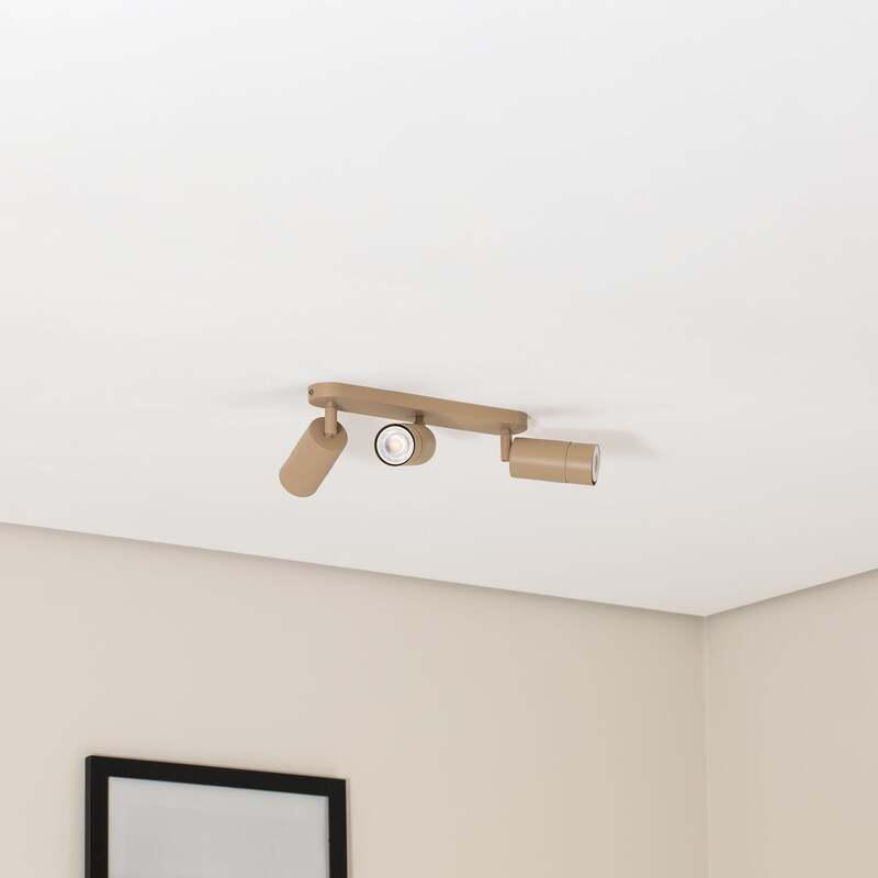 Deckenstrahler Link 3-flg LED dimmbar beige Stahl 33cm für Wohnzimmer Leuchte - 5907565995282