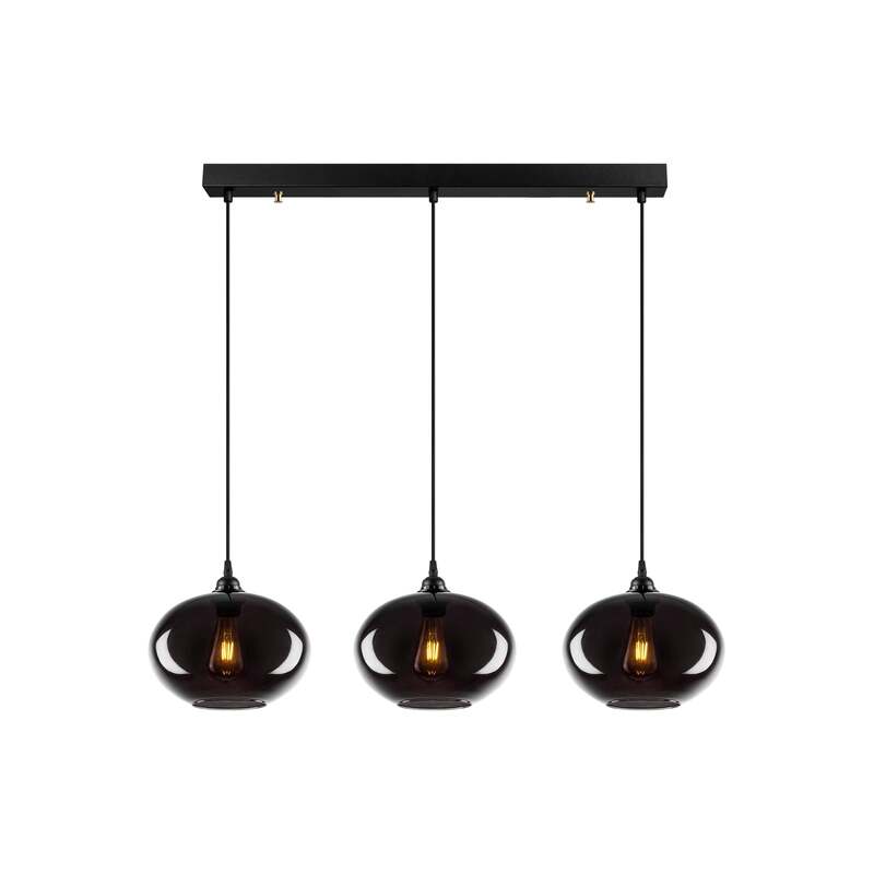 Hängelampe Smoked 052 3-flammig LED Pendelleuchte dimmbar rauchgrau schwarz 97cm - 8681875991802