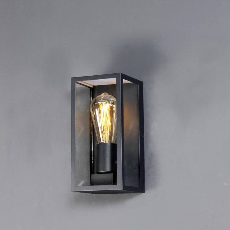 Eco-Light Außenwandleuchte Karo Aluminium Glas schwarz Wandlampe Lampe Leuchte - 4250294315595
