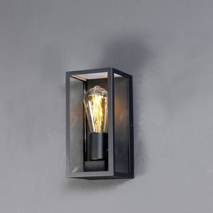B-Ware Eco-Light Außenwandleuchte Karo Aluminium Glas schwarz Wandlampe Lampe Leuchte