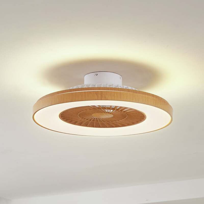 Lindby LED-Deckenventilator Teleo Deckenventilator Venti holzfarben DC leise CCT - 4251911780147