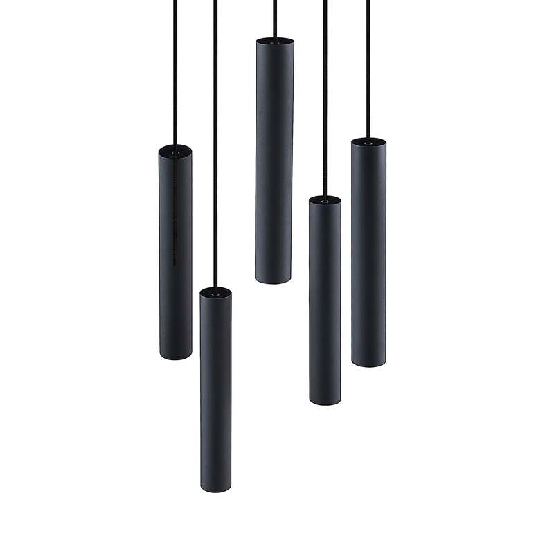 Lindby Hängeleuchte Sanad LED Pendelleuchte Lampe dimmbar schwarz 5-flg Ø40cm - 4251911703108