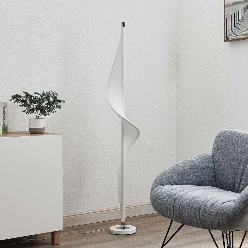 Lucande Stehlampe Edano LED dimmbar Lampe Leuchte Textil weiß 154cm hoch Licht - 4251096584820