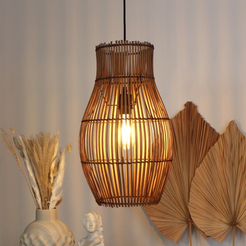 Eco light Hängeleuchte Bamboo braun Höhe 48 cm Ø 30 cm Deckenlampe Lampe Leuchte - 4250294322944
