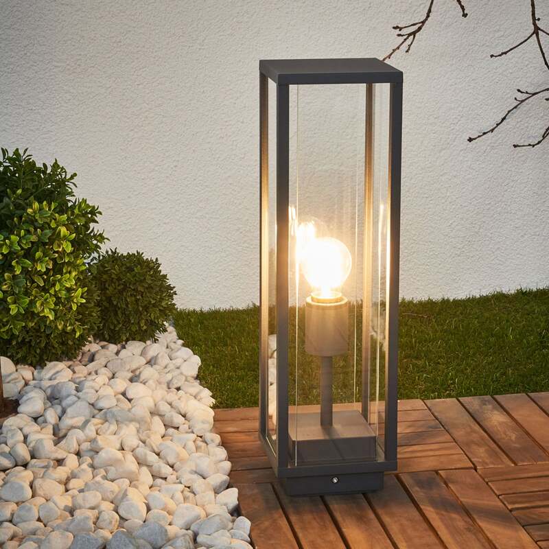 Lucande Gläserne Sockellampe Lampe Leuchte Wegleuchte Garten Annalea, grafitg524 - 4251096528589