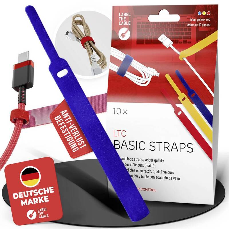 Label the Cable Kabelbinder Klett Fixierschlaufe Velours bunt 10er-Pack 25 SETS - 4260162070679