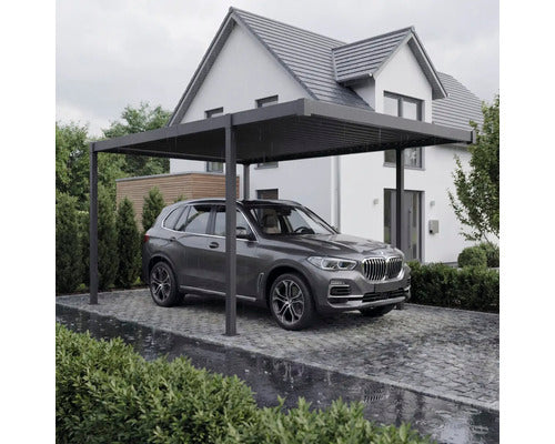 Konsta Aluminium-Einzelcarport Carport anthrazit Flachdach 300x500cm 11x11cm - 4306516776993