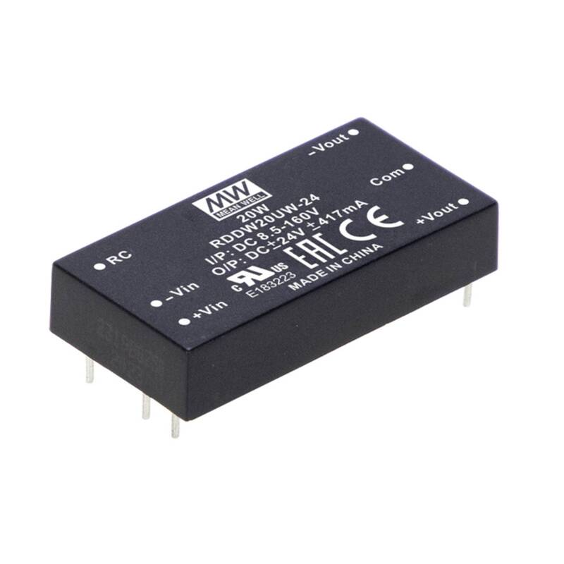 Mean Well Wandler Konverter DC DC Printmodul RDDW20UW 24V THT Print 417 mA 20 W - 4021087075329