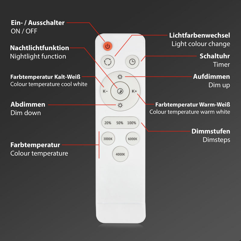 Deckenleuchte Lampe Briloner LED Style Fernbedienung weiß Metall Kunststoff - 4002707365532
