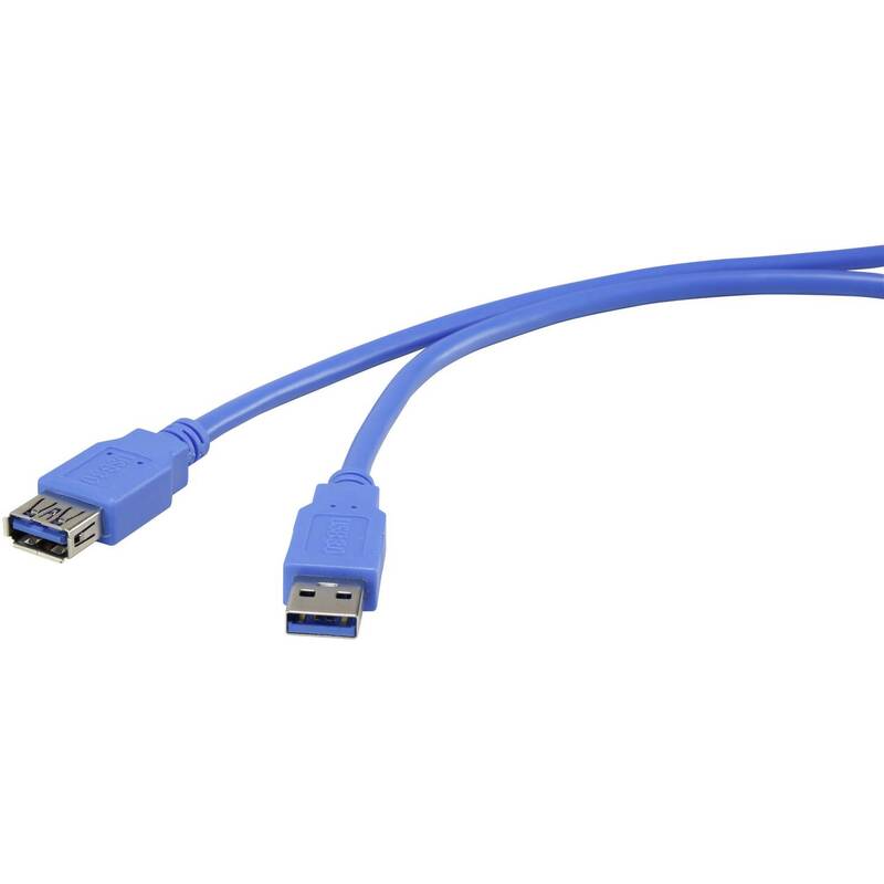 Renkforce USB 3.0 Verlängerungskabel 3 m vergoldete Steckkontakte Blau 10 STÜCK - 4016139067346