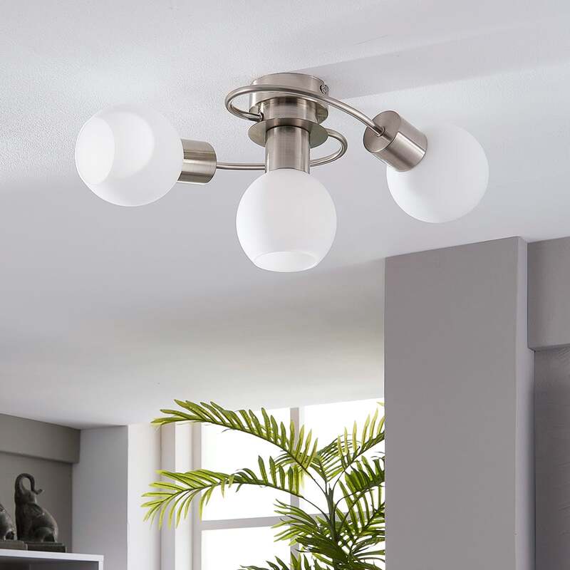 Lindby Deckenlampe Ciala LED Lampe 3-flammig dimmbar nickel satiniert Ø 10 cm - 4251096524086