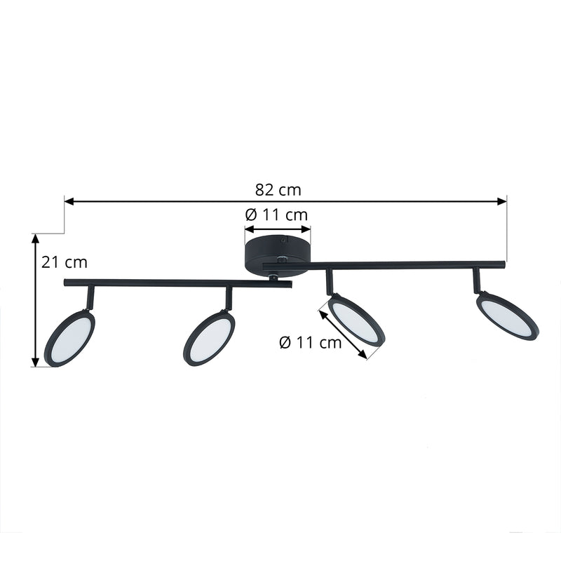 Lindby LED-Spot Manel dimmbar Eisen schwarz 82cm Leuchte Strahler Lampe 4-flg - 4251911766387