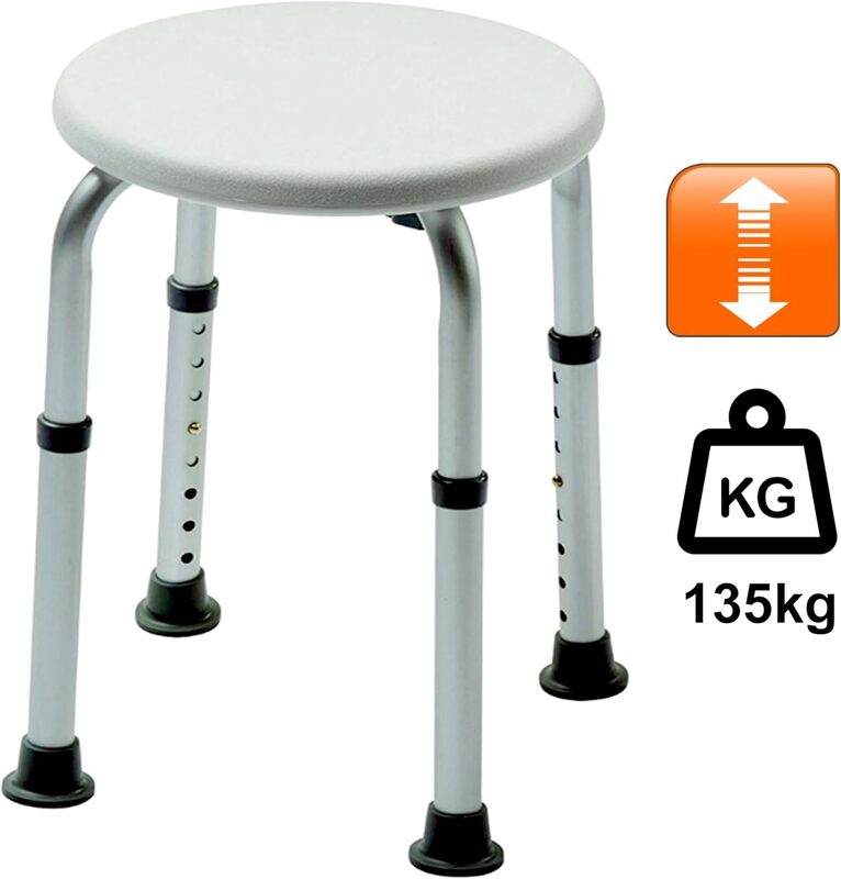 Izzy Runder Badehocker höhenverstellbar 36-54 cm rutschfeste Füße 135 kg - 4047385782004