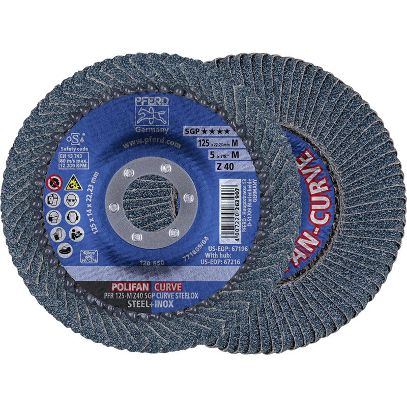 PFERD TOOLS Fächerschleifscheibe SGP PFR 125-M Ø125mm Bohrung 22,23mm 2er-Set - 4007220229910